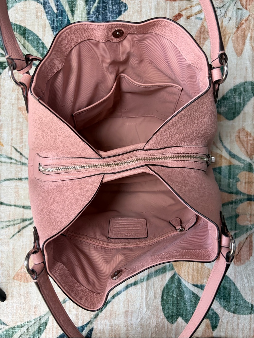 Coach Edie Pebbled Pink Leather Carryall Shoulder Hobo Purse Bag - Picture 3 of 16